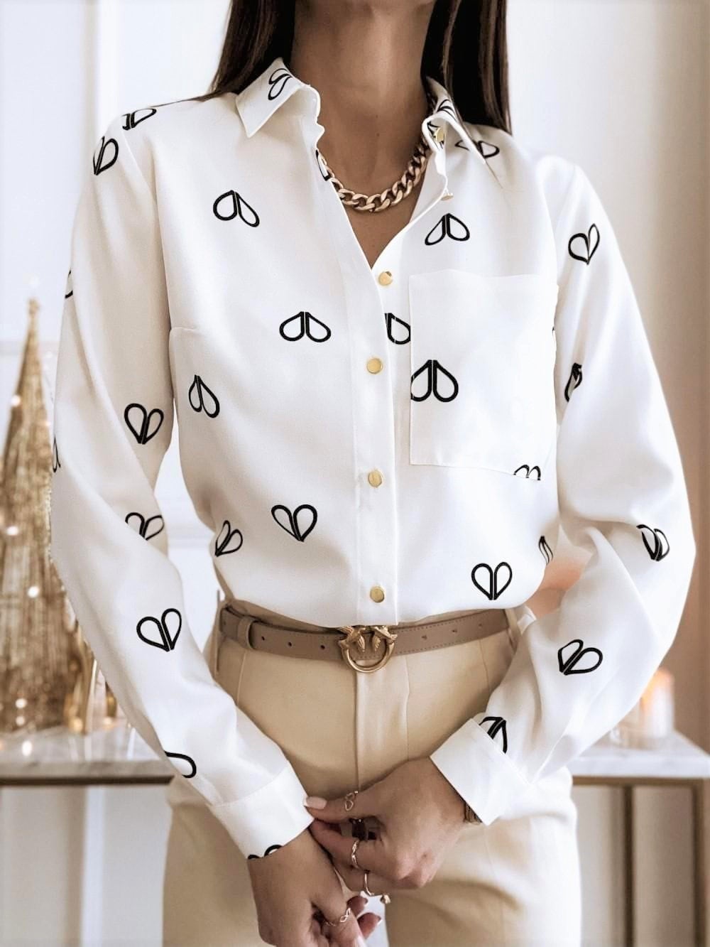 White Mono Heart Blouse