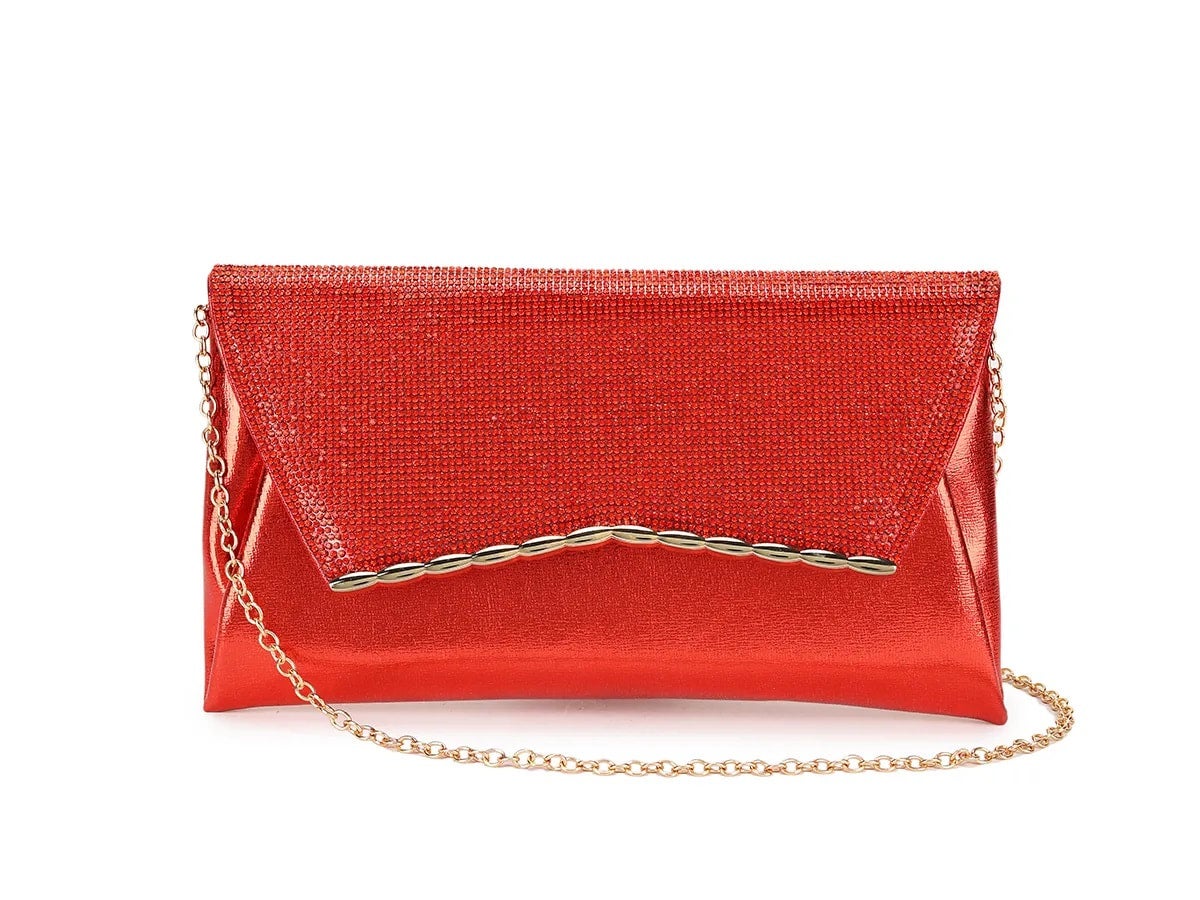 Red Diamante Vintage Envelope Clutch Bag BechicBoutique