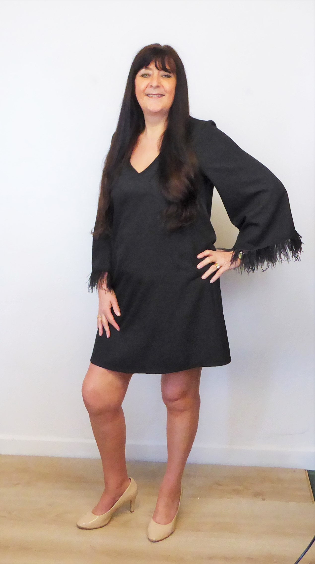 Black Feather Tunic Dress