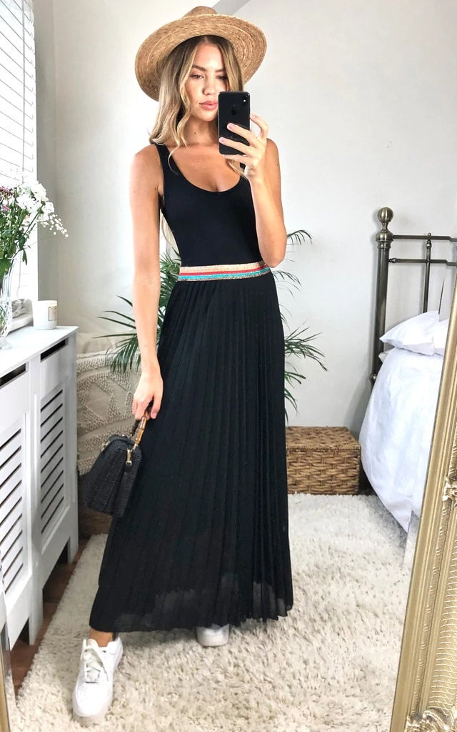 Black Pleated Maxi Skirt