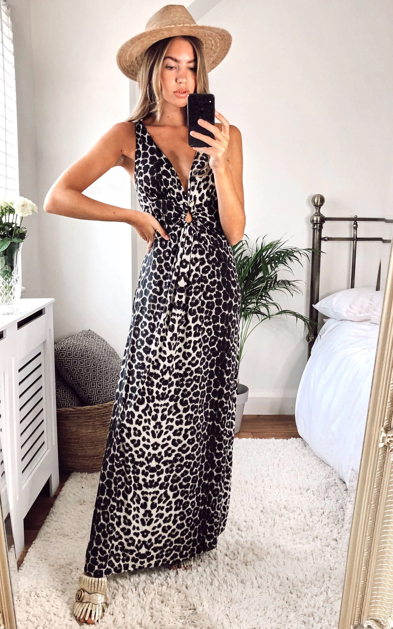 Leopard Maxi Dress With Crossover String Back